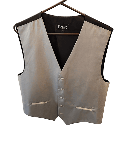 Silver Satin Vest-2XL