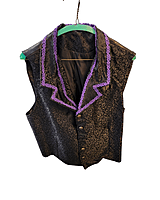 Black Brocade Vest w/Shawl Collar