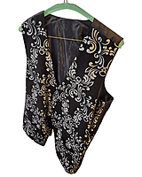 Black and Silver Brocade Vest