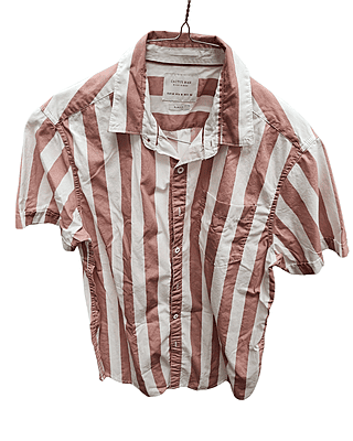 White and Salmon Vertical Striped Shirt