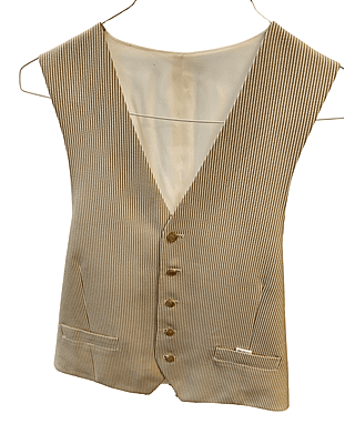 Tan and Cream Vertical Striped Vest