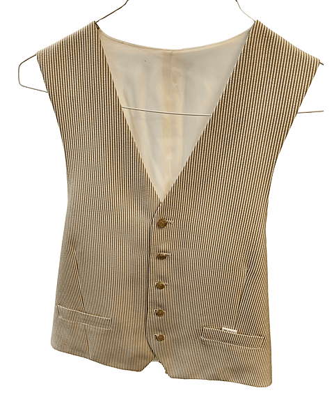Tan and Cream Vertical Striped Vest