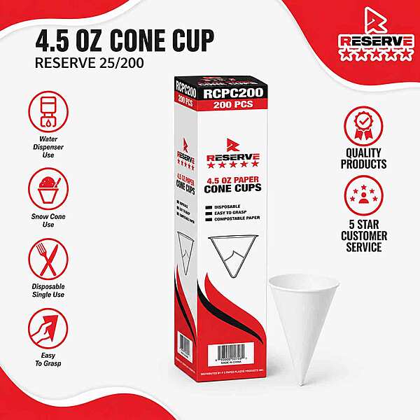 Cone Paper Cup RESERVE 4.5oz 25/200