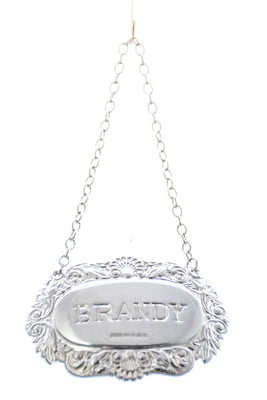 Decanter Label-BRANDY, Fancy Shell & Scroll, Sterling