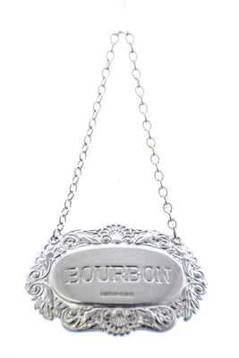 Decanter Label-BOURBON Fancy Shell & Scroll, Sterling