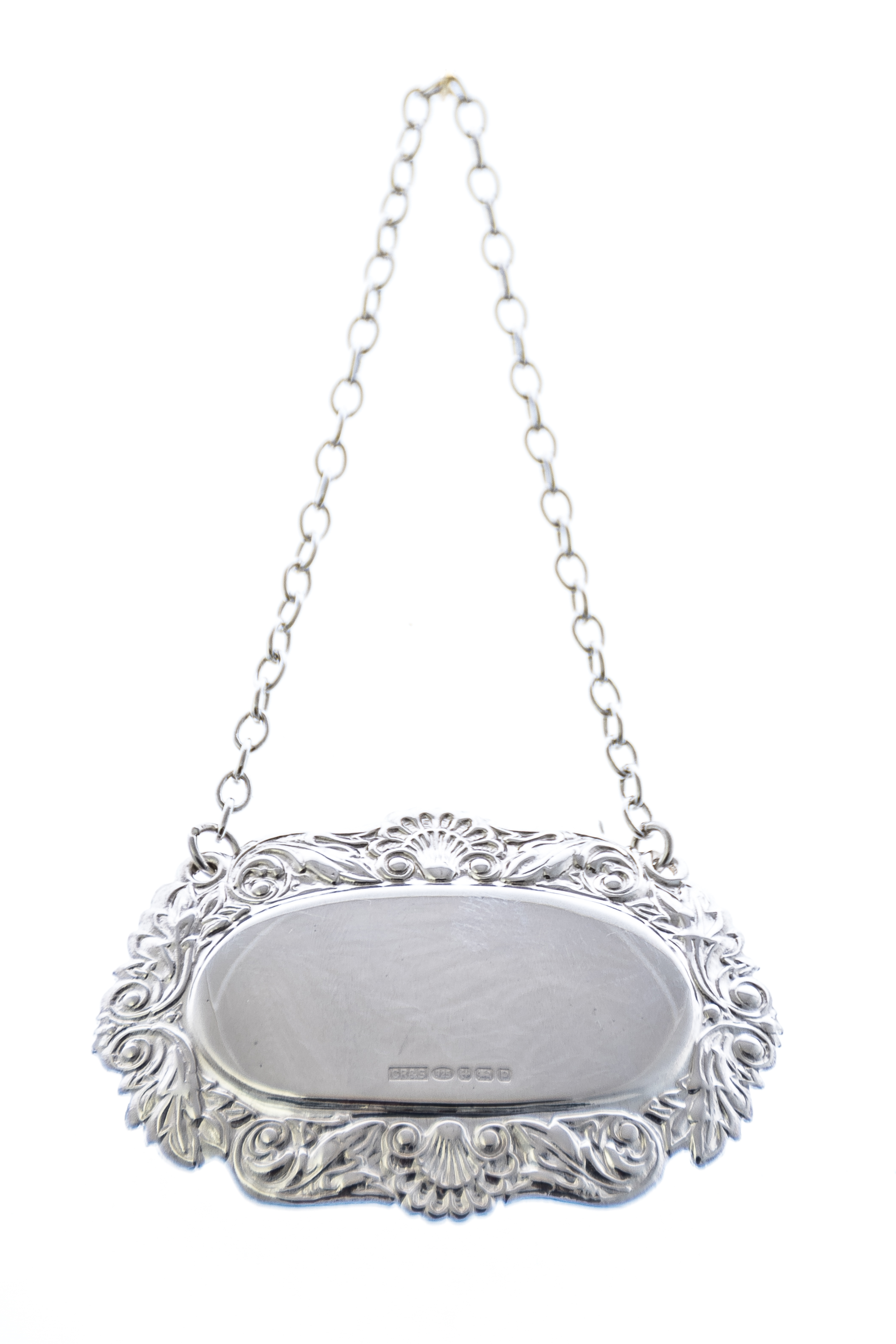 Decanter Label-PLAIN Fancy Shell & Scroll, Sterling Decanter Label-PLAIN Fancy Shell & Scroll, Sterling