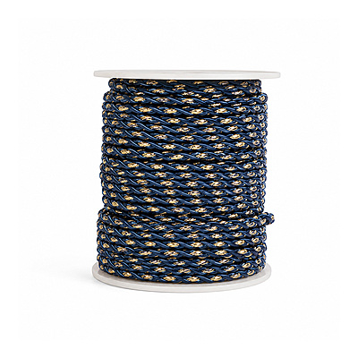 Cordon Trenzado Lurex Azul Rollo X 50 Yardas