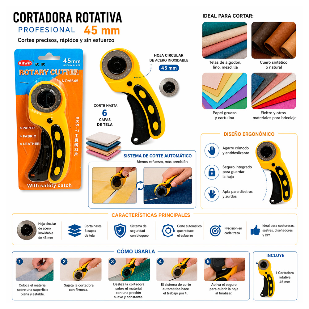 Maquina Corta Tela Automatica 45Mm 6645 Unidad