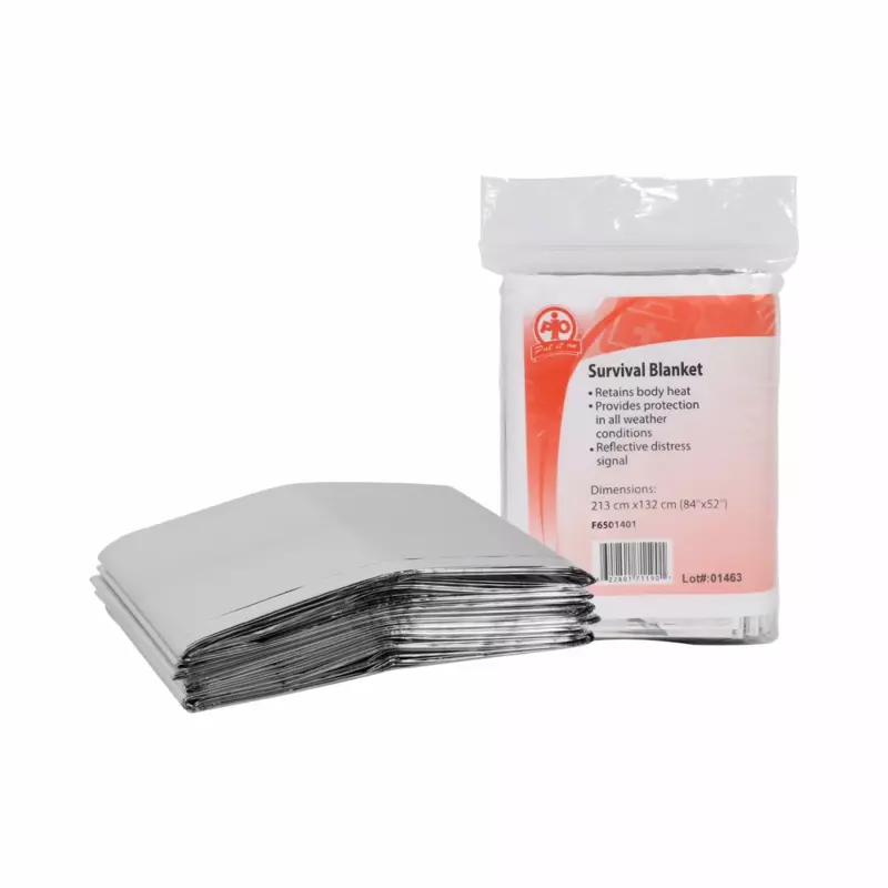 Couverture de secours, en aluminium, minimum 132 cm x 213 cm (52 po x 84 po)