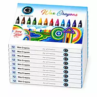 DOMS C3 Wax Crayons 12 Shades Pack of 10 | Non-Toxic Colour Crayons for Kids