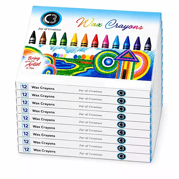 DOMS C3 Wax Crayons 12 Shades Pack of 10 | Non-Toxic Colour Crayons for Kids