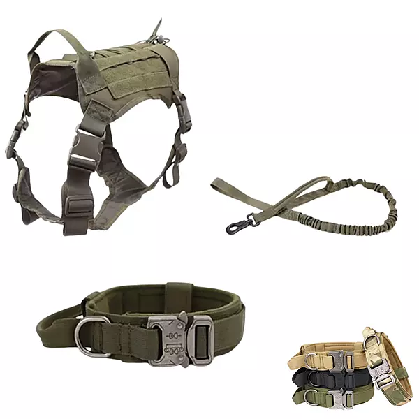 Premium Tactical Dog Harness Set – Heavy Duty Military Style