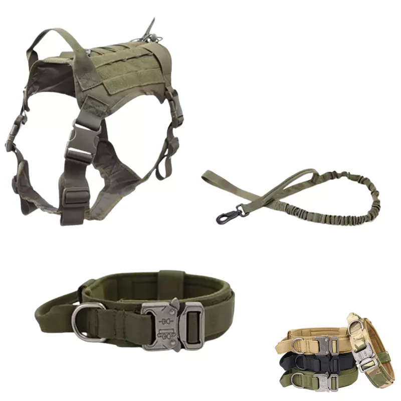 Premium Tactical Dog Harness Set – Heavy Duty Military Style