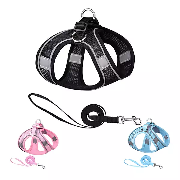 Reflective Breathable Dog Harness & Leash Set – No-Pull Soft Mesh
