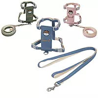 Cartoon Embroidered Pet Harness & Leash Set – Adjustable Chest Strap