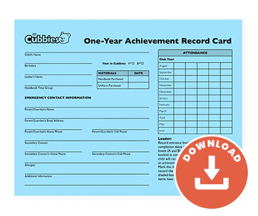 Cubbies Achievement Card (Download) Cubbies Achievement Card (Download)