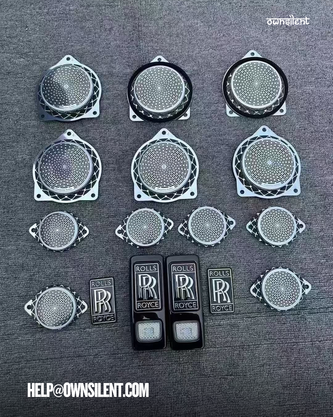 12PCS Door Panel Tweeter Speaker Grill Covers for 2010–2018 Rolls-Royce Ghost/Wraith