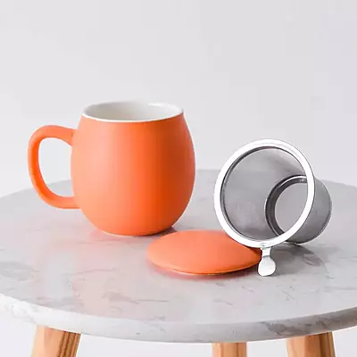 Ceramic Teacup with Infuser and Lid, Mug with Lid For Steep