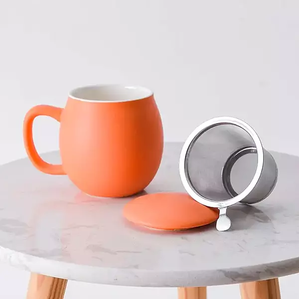 Ceramic Teacup with Infuser and Lid, Mug with Lid For Steep