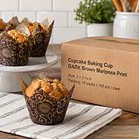 Cupcake Baking Cup DARK Brown Mariposa Print 2"x3 1/4" 10/100