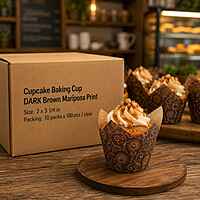 Cupcake Baking Cup DARK Brown Mariposa Print 2"x3 1/4" 10/100