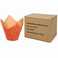 Cupcake Baking Cup RED Mariposa Print 2"x 3 1/4" 10/100