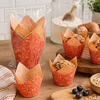 Cupcake Baking Cup RED Mariposa Print 2"x 3 1/4" 10/100