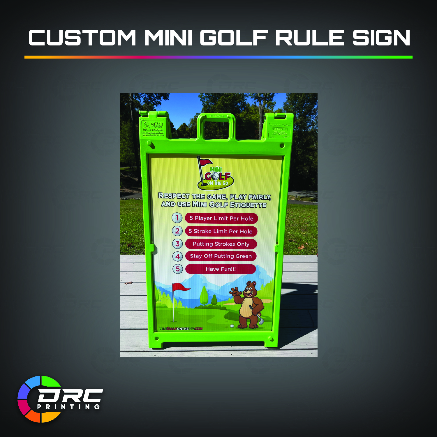 Custom Mini Golf Rule Sign Custom Mini Golf Rule Sign