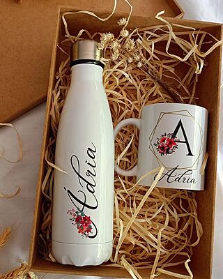 Initial Mug & Bottle Gift Box