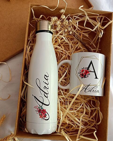 Initial Mug & Bottle Gift Box