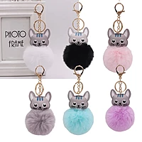 Cute Fur Ball Keychain Cat Soft Pompom Animal