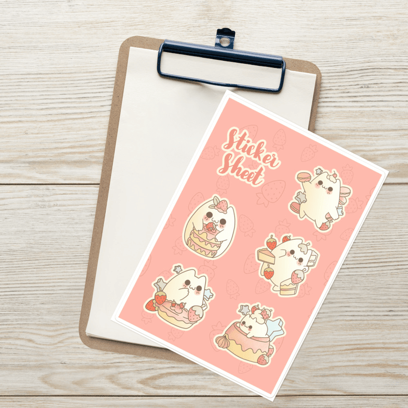 Cute Kawaii-Themed Characters Sticker Sheet