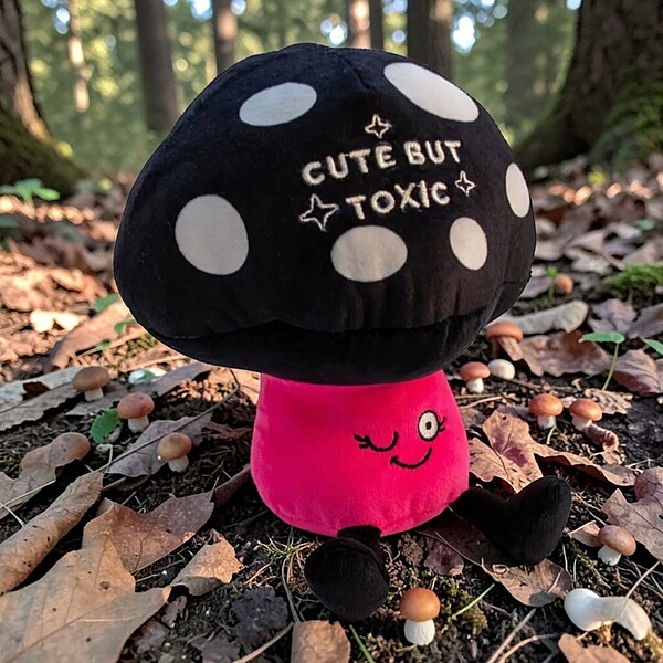 Plush "Cute But Toxic" Mushroom