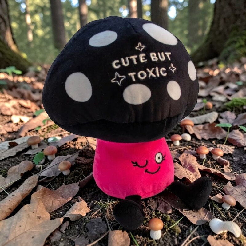 Plush "Cute But Toxic" Mushroom