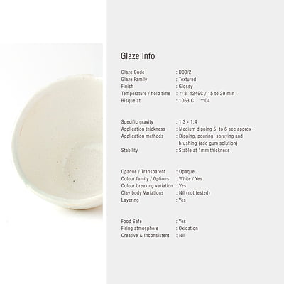 Sara High Fire Semi Matt White  D03/2 Sara High Fire Semi Matt White  D03/2