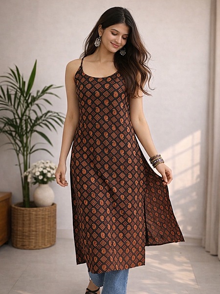 Black Geometric print kurti