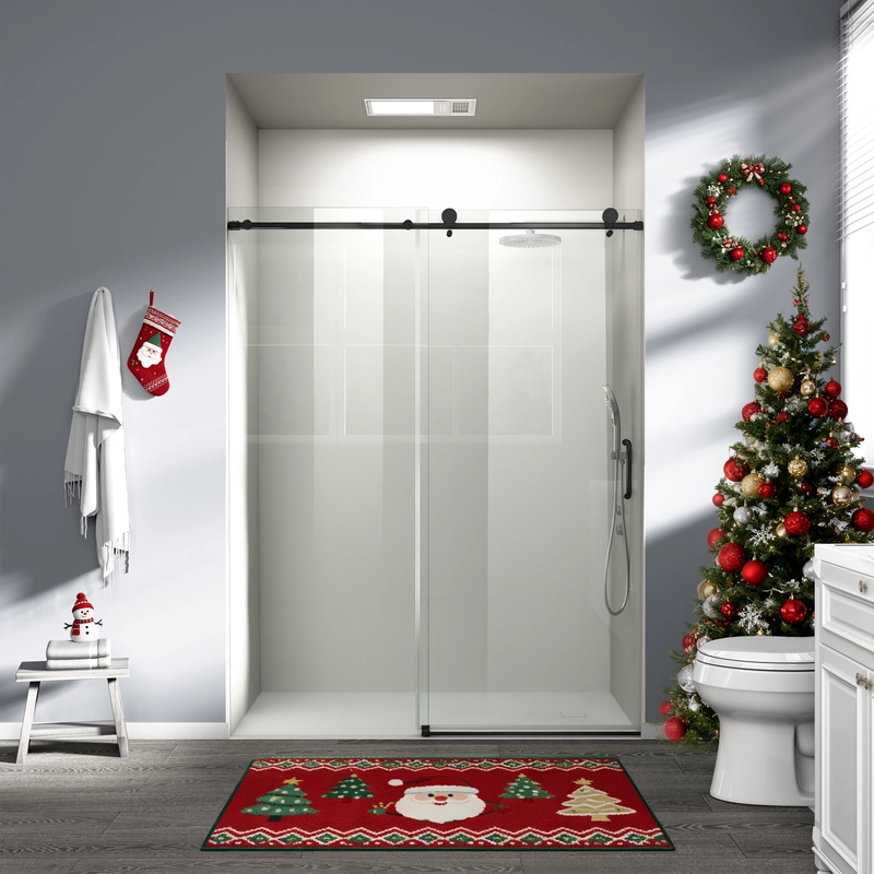 Shower door -60"W x76"H Frameless Shower Door(Matte Black)