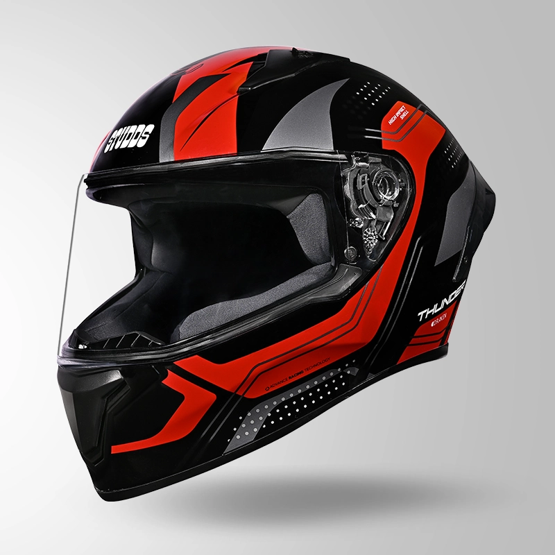 STUDDS THUNDER D2 DRAKEN BLACK N2 RED C/V (L) WITH SPOILER AND MIRROR VISOR STUDDS THUNDER D2 DRAKEN BLACK N2 RED C/V (L) WITH SPOILER AND MIRROR VISOR