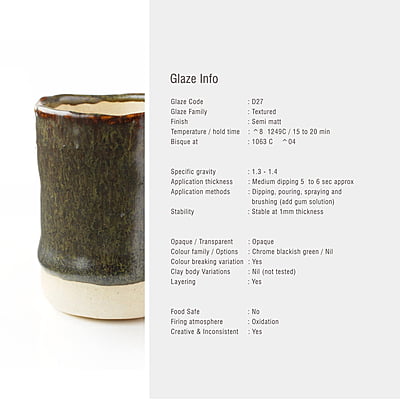 Sara High Fire Textured Matt Green D27 Sara High Fire Textured Matt Green D27