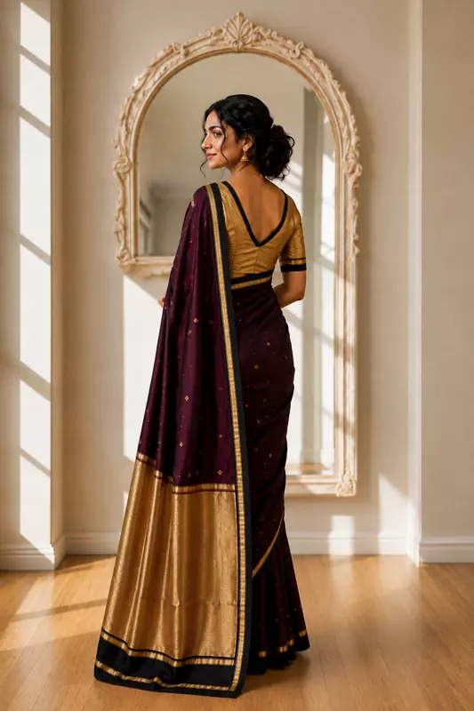 Bnarasi Silk Brown With Black