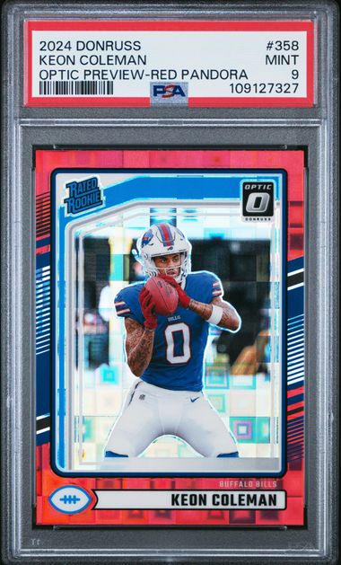 Keon Coleman 2024 Optic Preview Red Pandora psa 9
