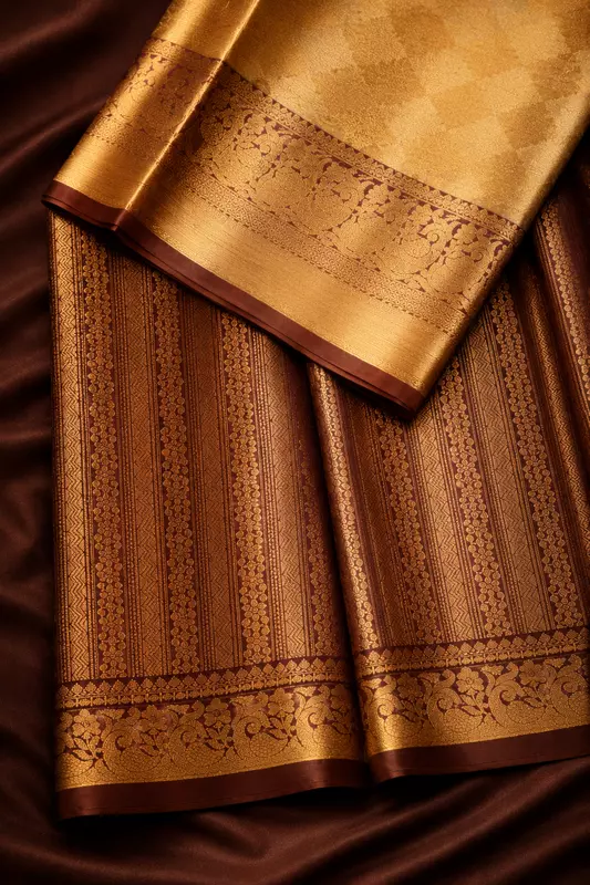 Banarasi soft silk cream with maroon