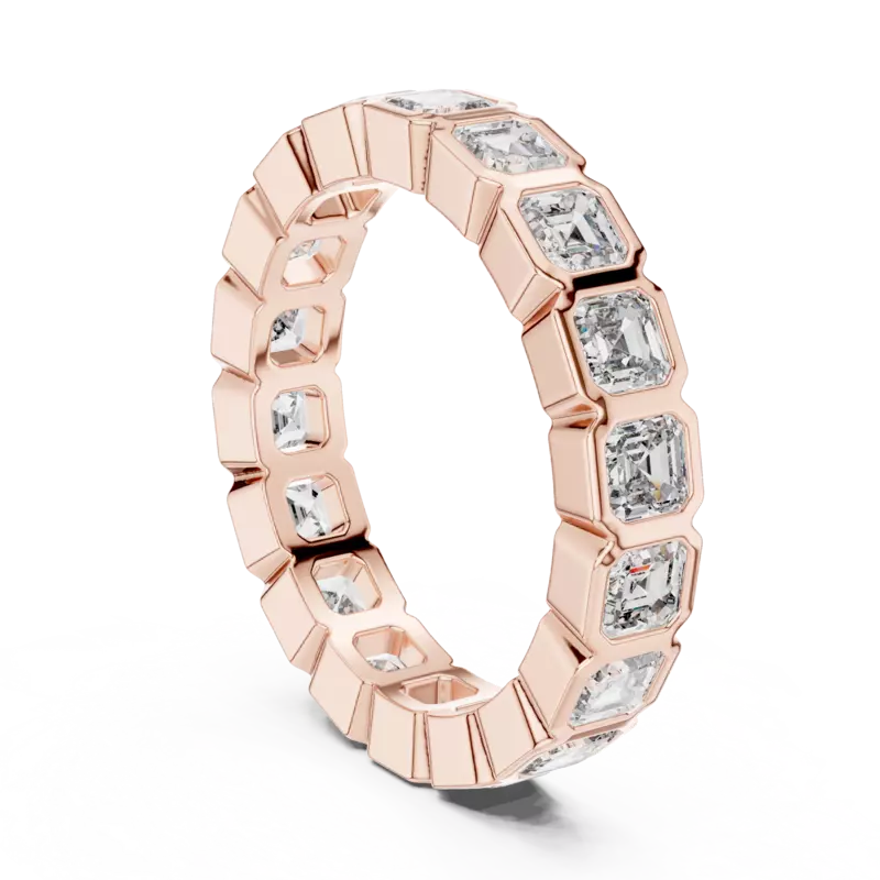 The ethreal bezel set sq emerald eternity band 4.20mm