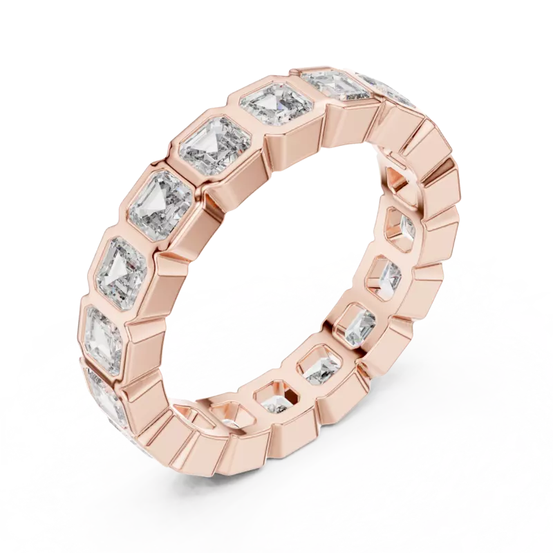 The ethreal bezel set sq emerald eternity band 4.20mm