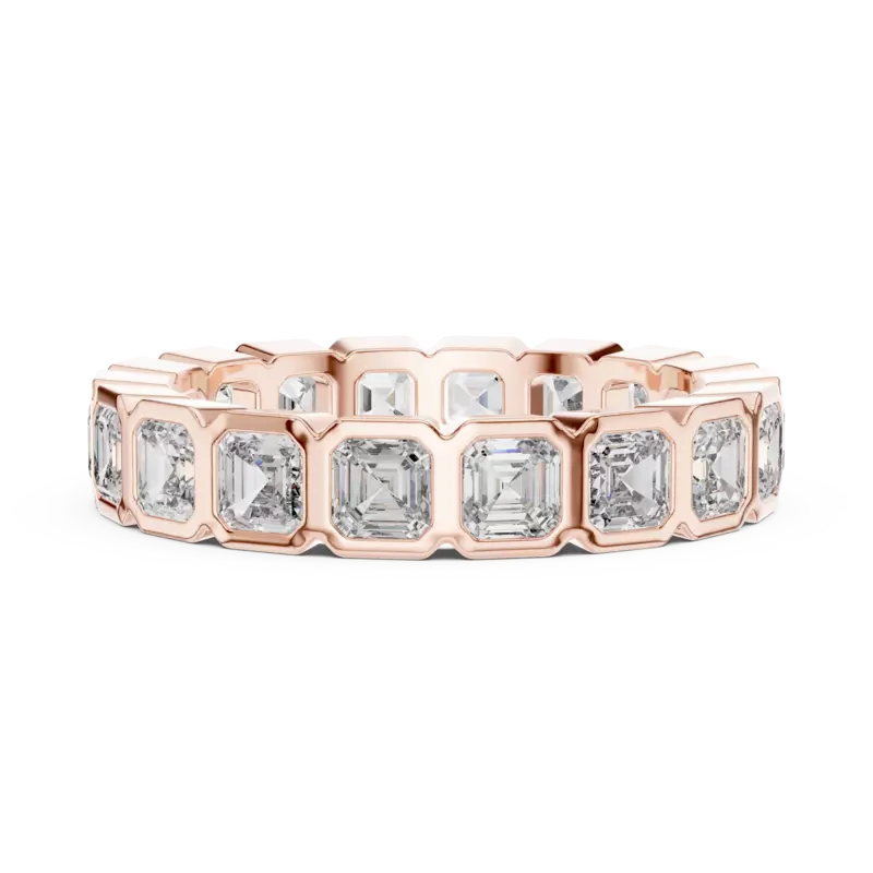 The ethreal bezel set sq emerald eternity band 4.20mm