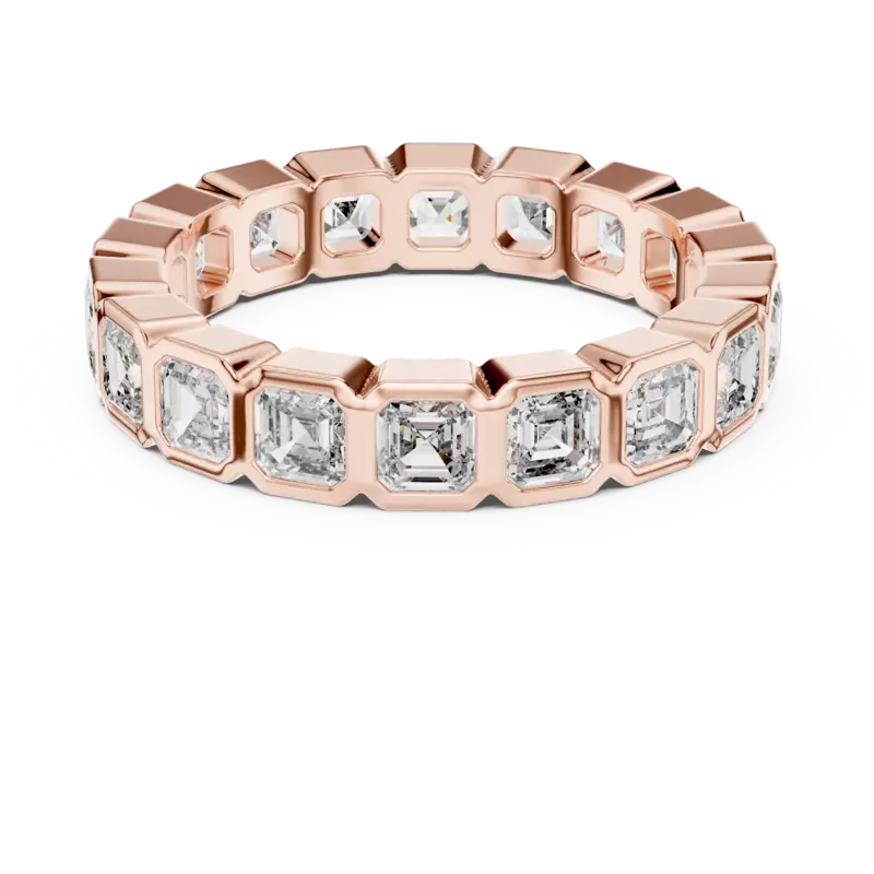 The ethreal bezel set sq emerald eternity band 4.20mm