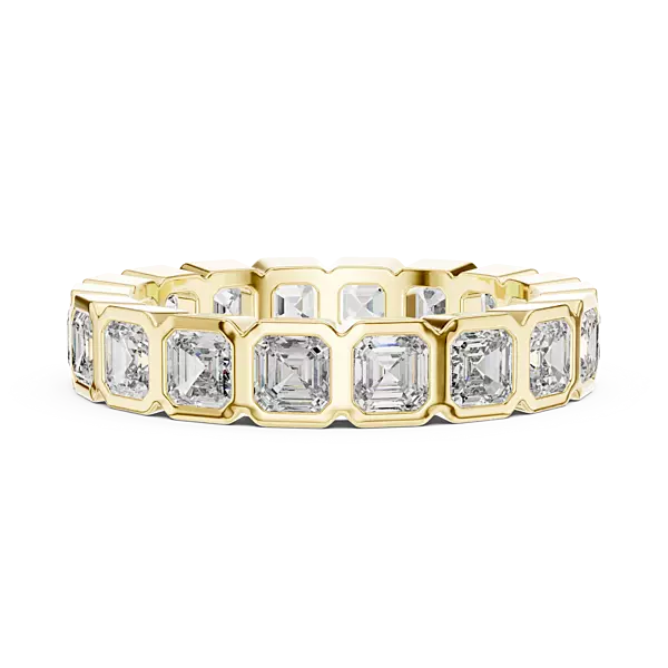 The ethreal bezel set sq emerald eternity band 4.20mm
