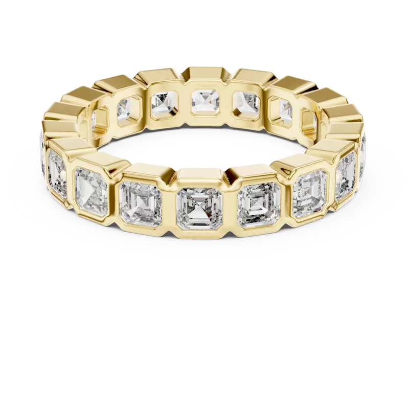 The ethreal bezel set sq emerald eternity band 4.20mm
