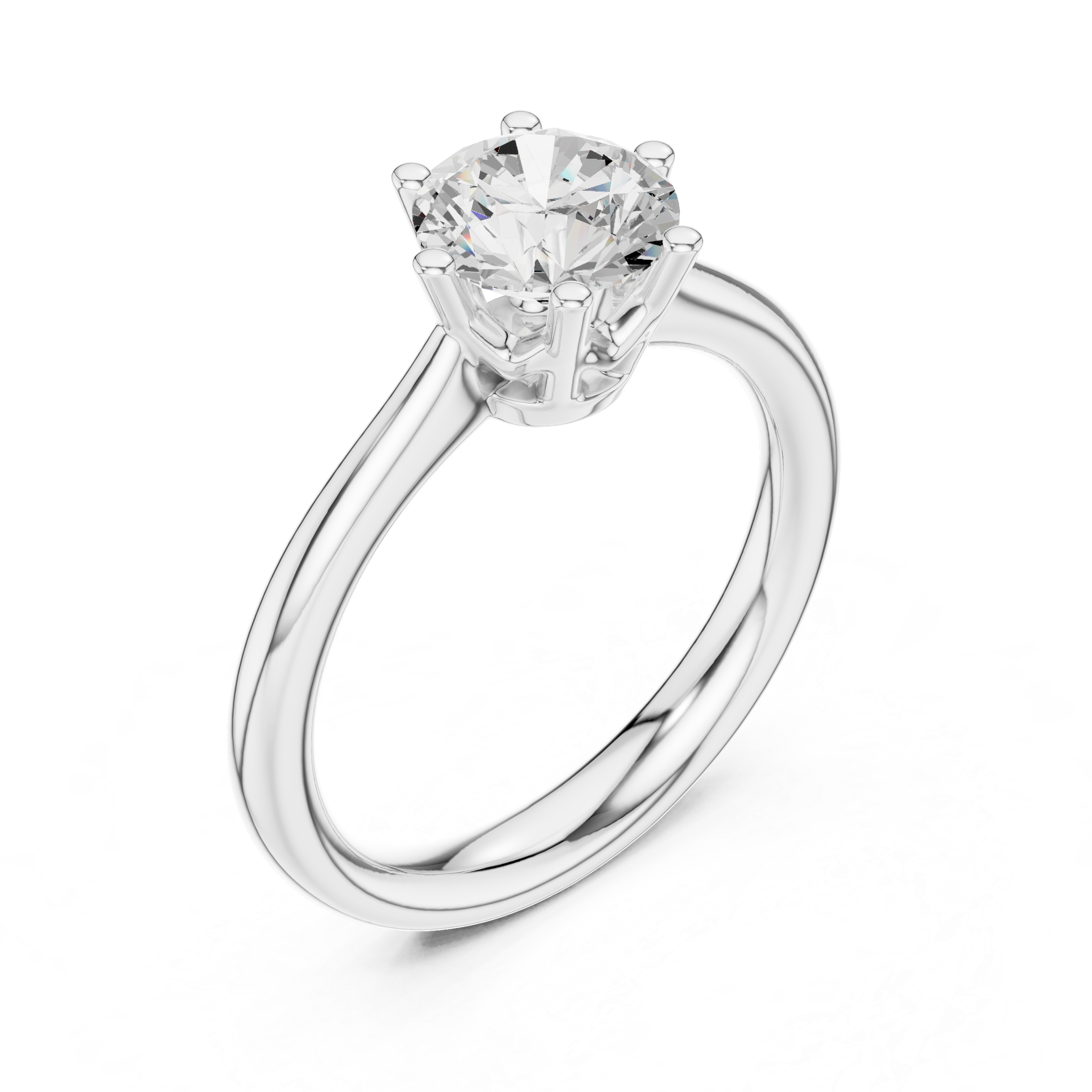 Six Prong solitaire ring