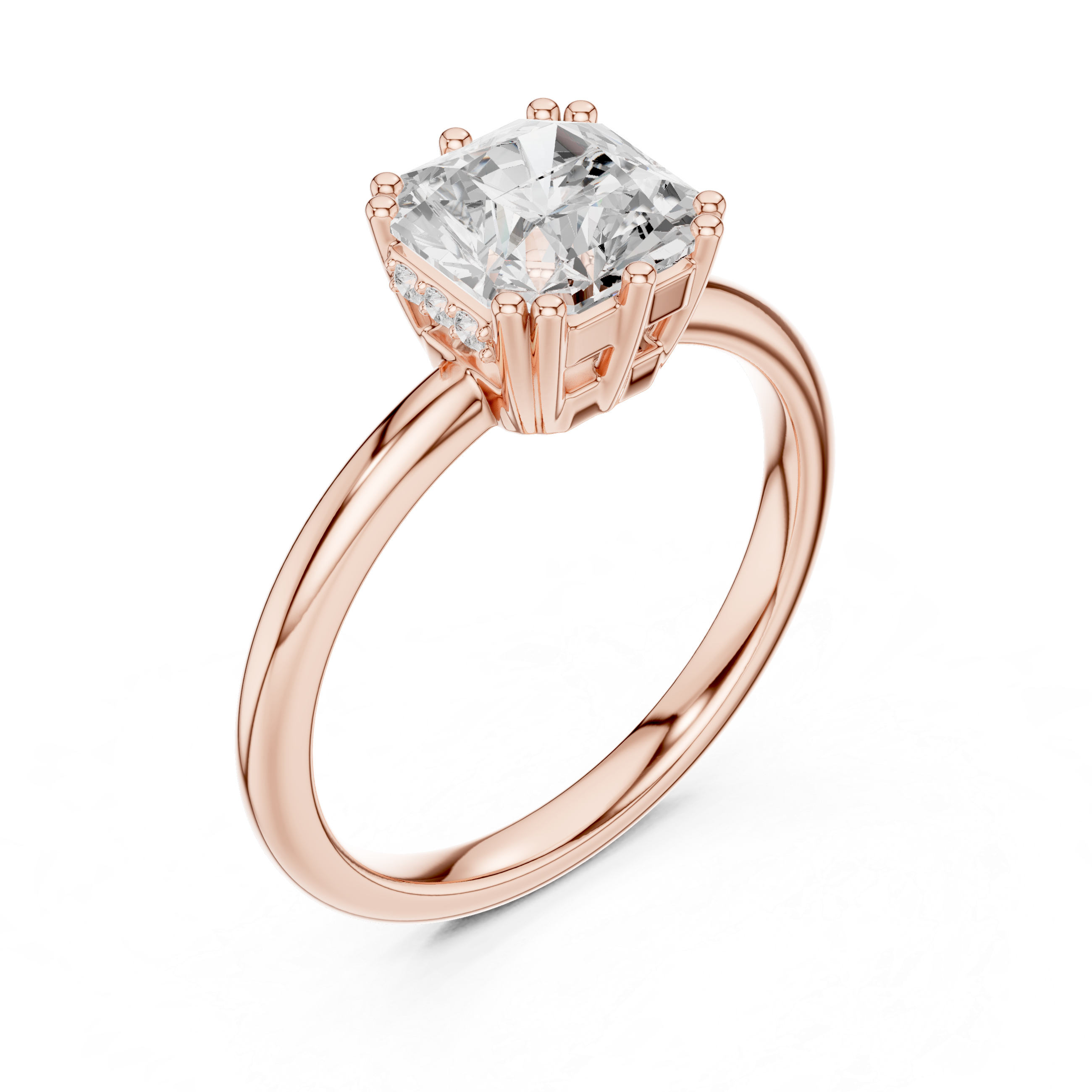 asscher hidden halo Solitaire ring